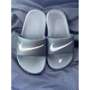 Nike Slides Sandals Kids Black White Logo Comfort Casual Shoes Size 11c toddler‎